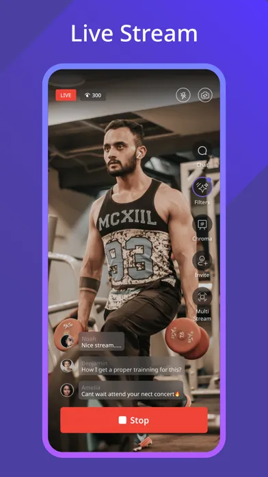 ViuLive-Multi Cam, Live Stream Ekran Görüntüleri