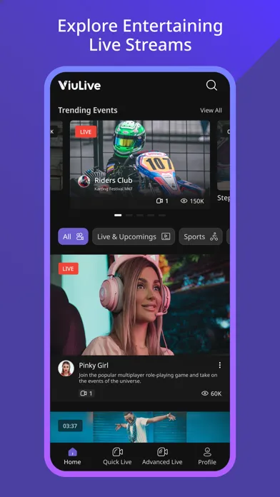 ViuLive-Multi Cam, Live Stream Ekran Görüntüleri