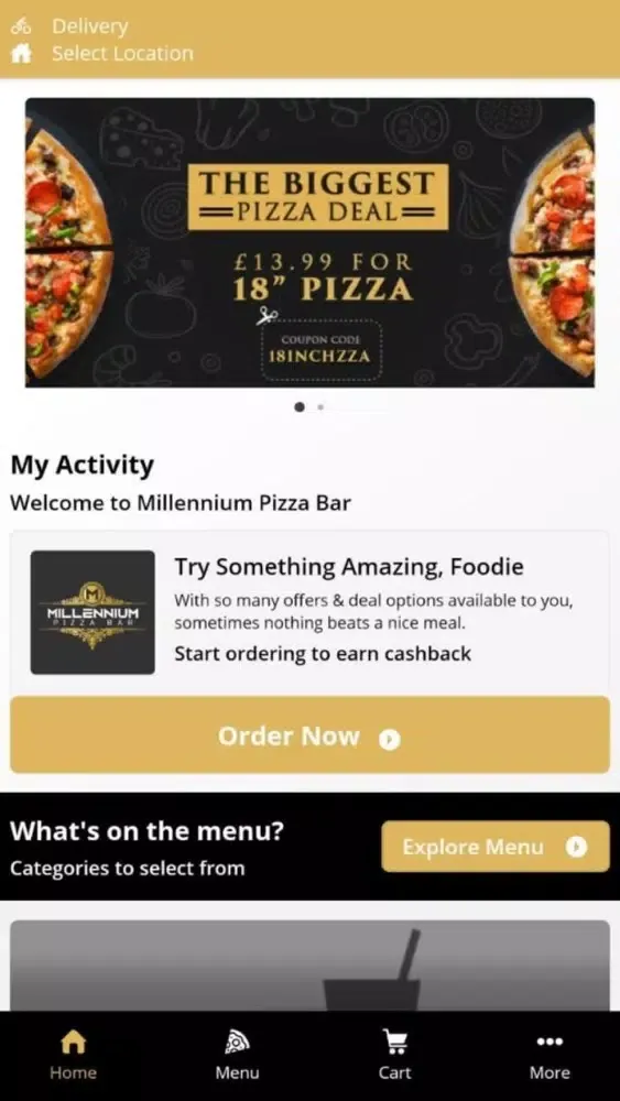 Capturas de tela do Millennium Pizza Bar