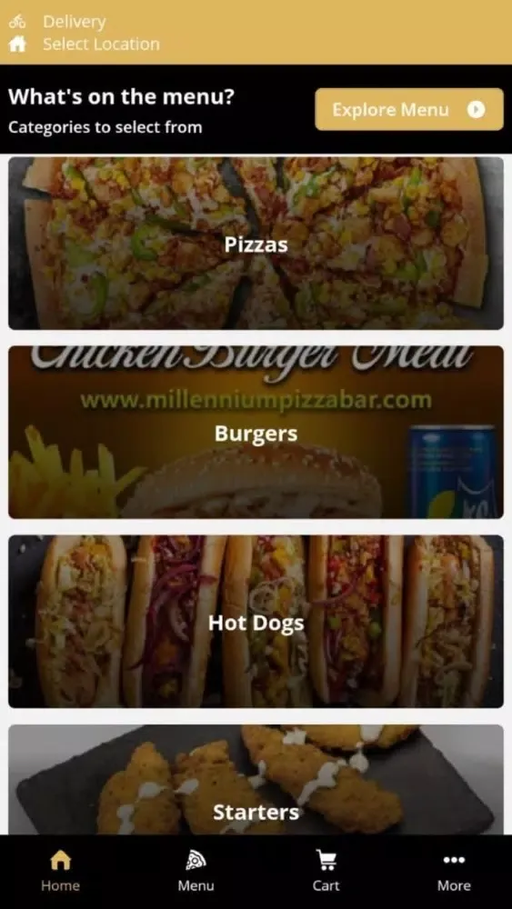 Capturas de tela do Millennium Pizza Bar