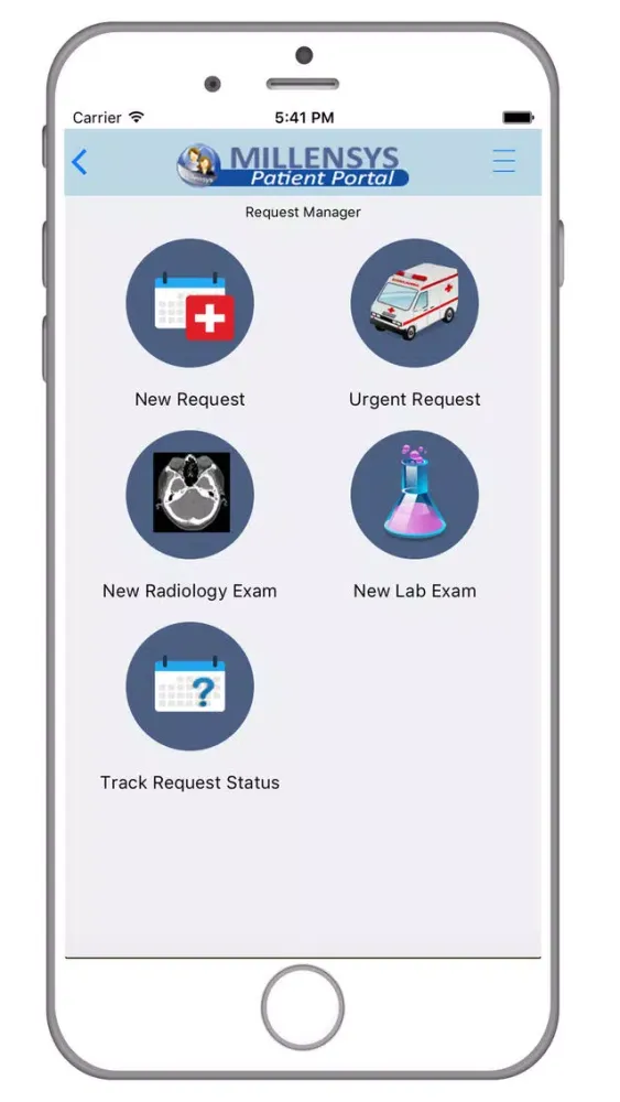 Tangkapan layar MILLENSYS Patient Portal