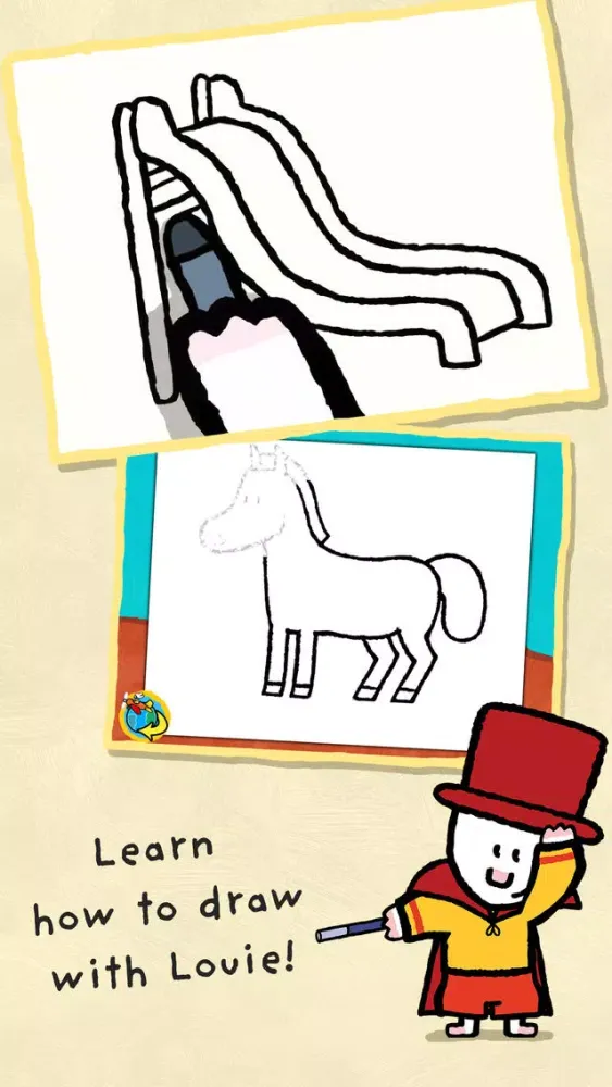 Tangkapan skrin Learn to draw and write with Louie - Educational games for 2 to 5 year old children