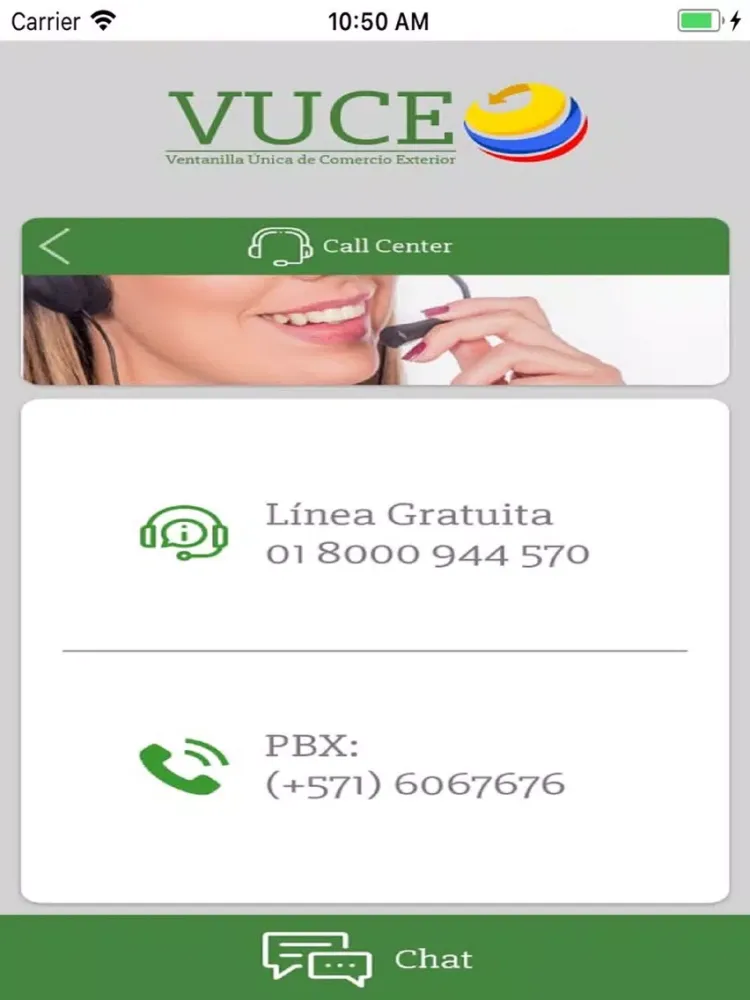 Tangkapan skrin VUCE Colombia iPad 