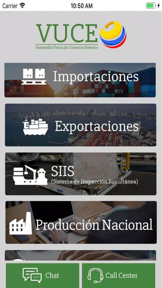 Tangkapan skrin VUCE Colombia