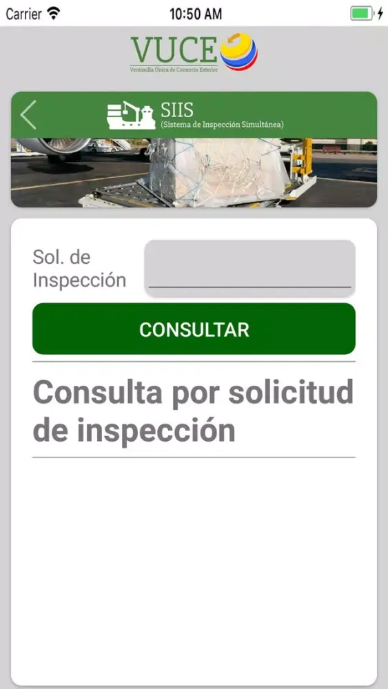 Tangkapan skrin VUCE Colombia