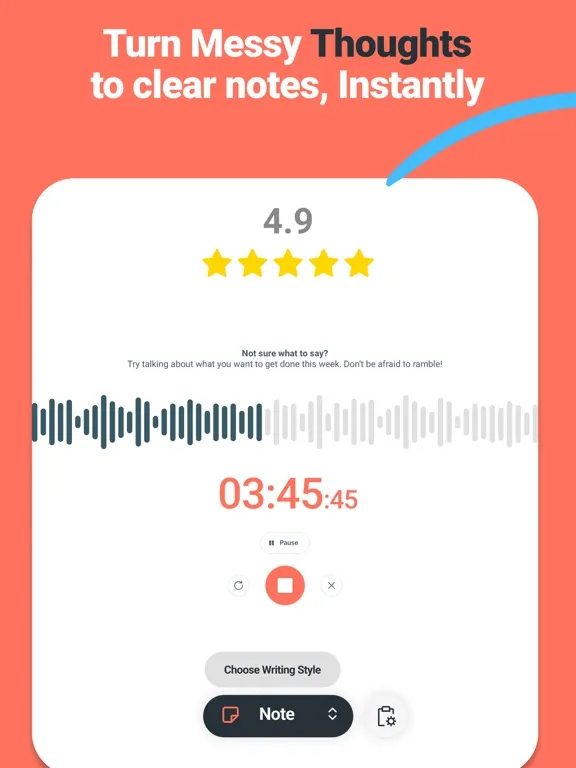 Tangkapan layar Mindclear: AI Note Taker Voice iPad 