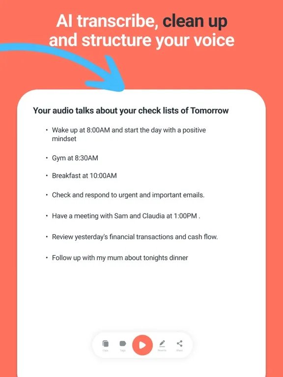Tangkapan layar Mindclear: AI Note Taker Voice iPad 