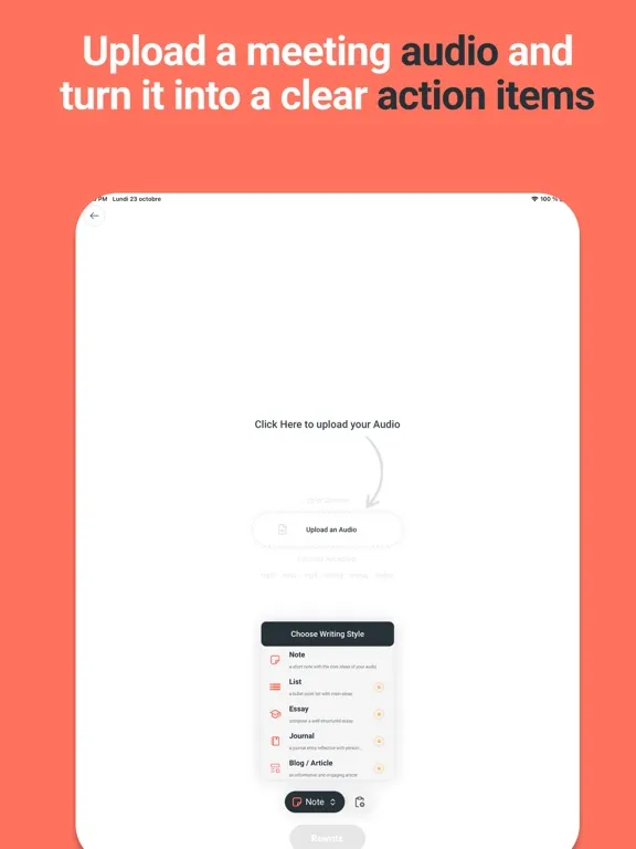 Tangkapan layar Mindclear: AI Note Taker Voice iPad 
