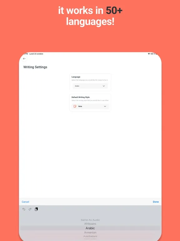 Tangkapan layar Mindclear: AI Note Taker Voice iPad 