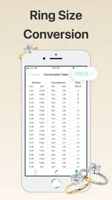 Tangkapan layar Ring Sizer – Ring Size Meter