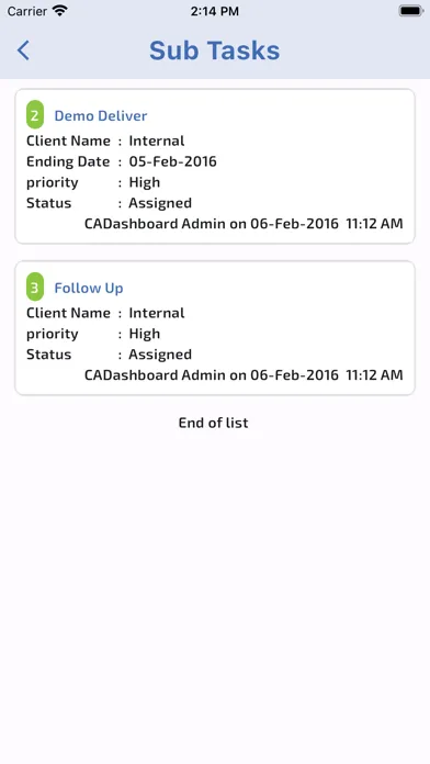 Capturas de tela do CADASHBOARD_