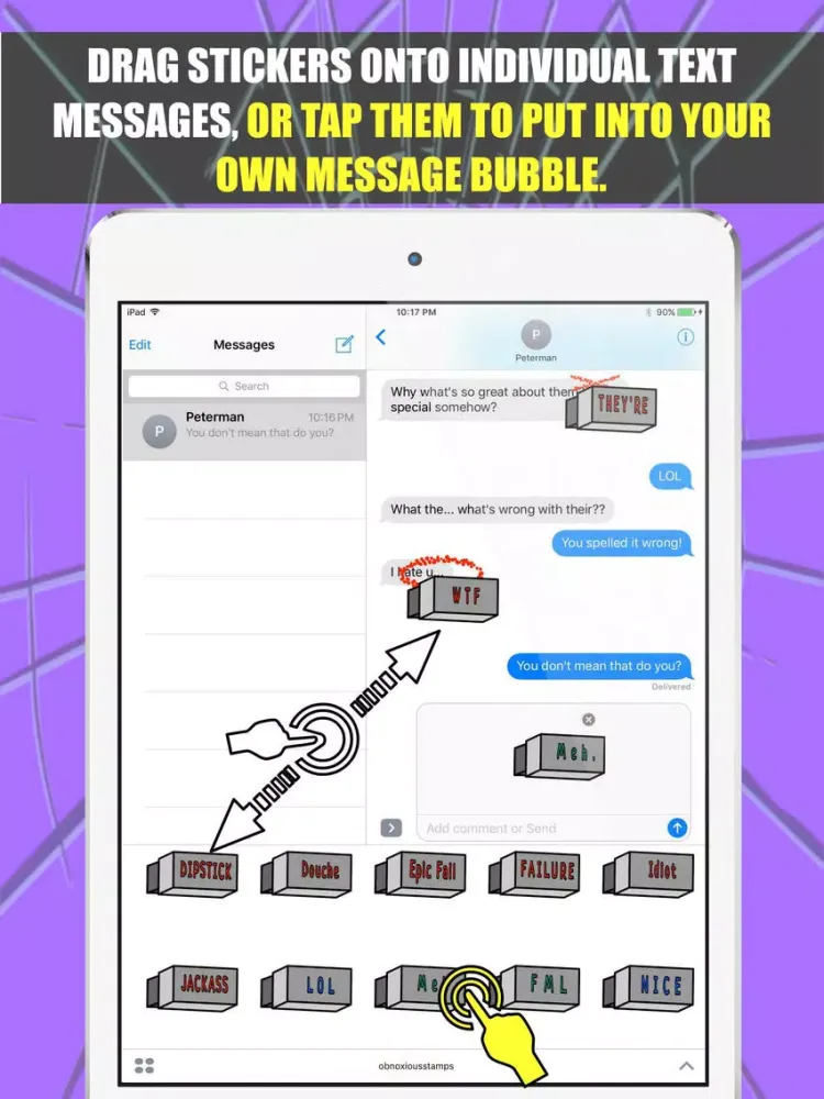 Captures d'écran de Obnoxious Stamps – Humorous Stickers & Emojis iPad 