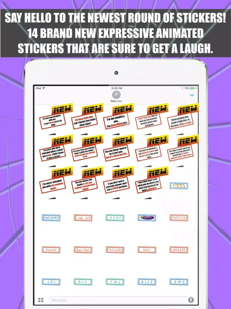 Captures d'écran de Obnoxious Stamps – Humorous Stickers & Emojis iPad 