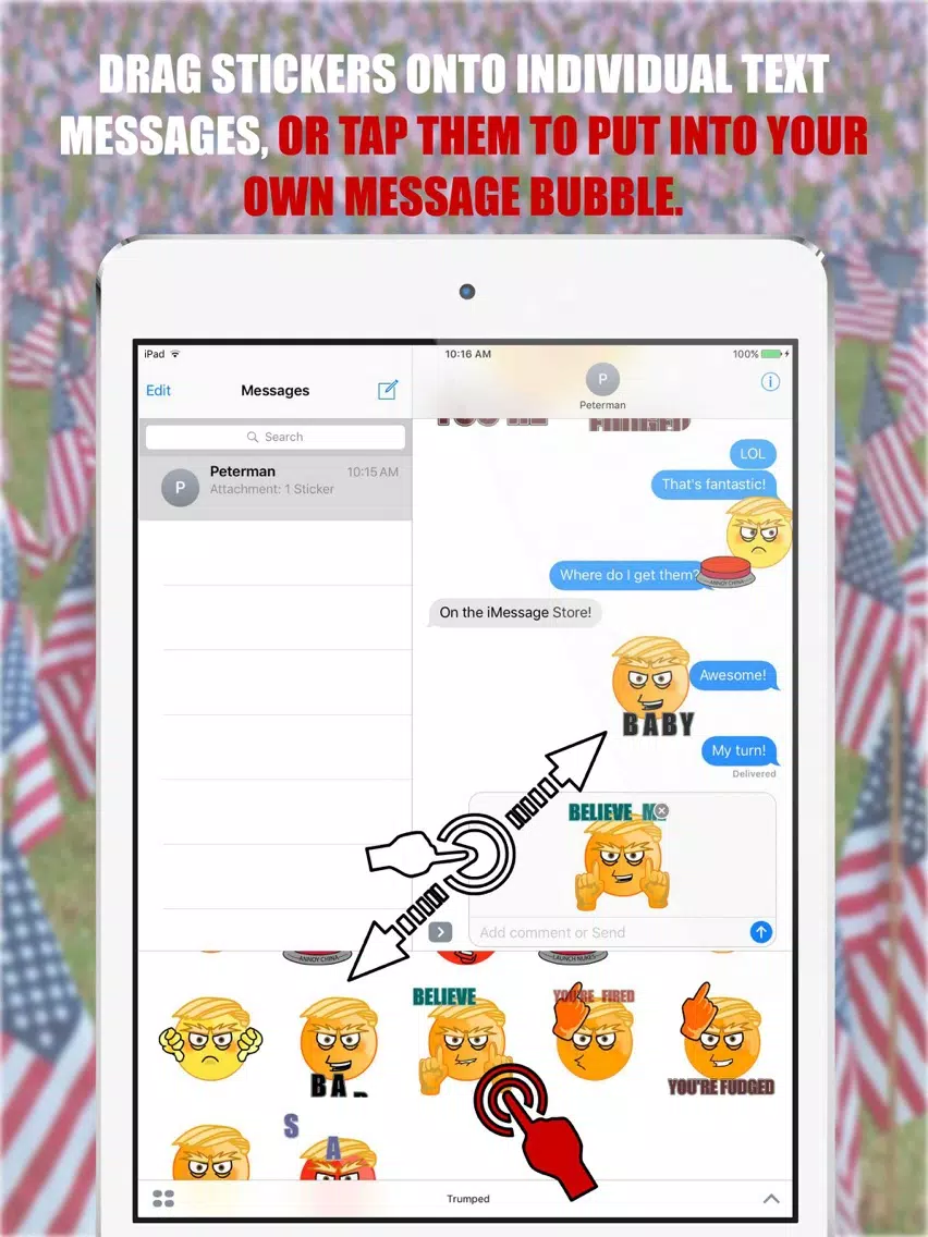 Ảnh chụp màn hình của Prez Emoji Stickers – Donald Trump Edition iPad 
