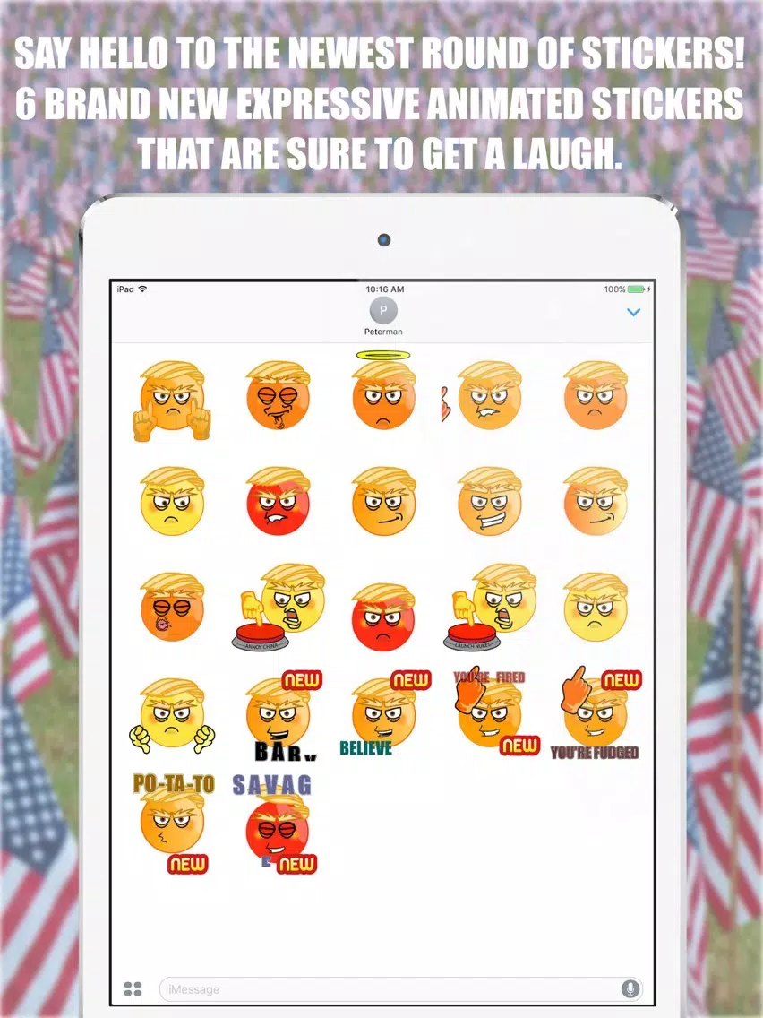 Ảnh chụp màn hình của Prez Emoji Stickers – Donald Trump Edition iPad 