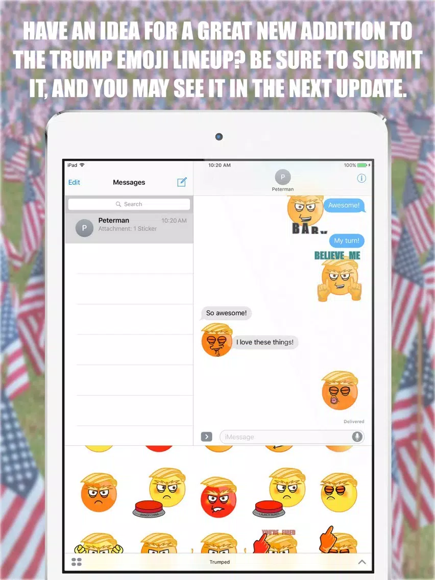 Ảnh chụp màn hình của Prez Emoji Stickers – Donald Trump Edition iPad 