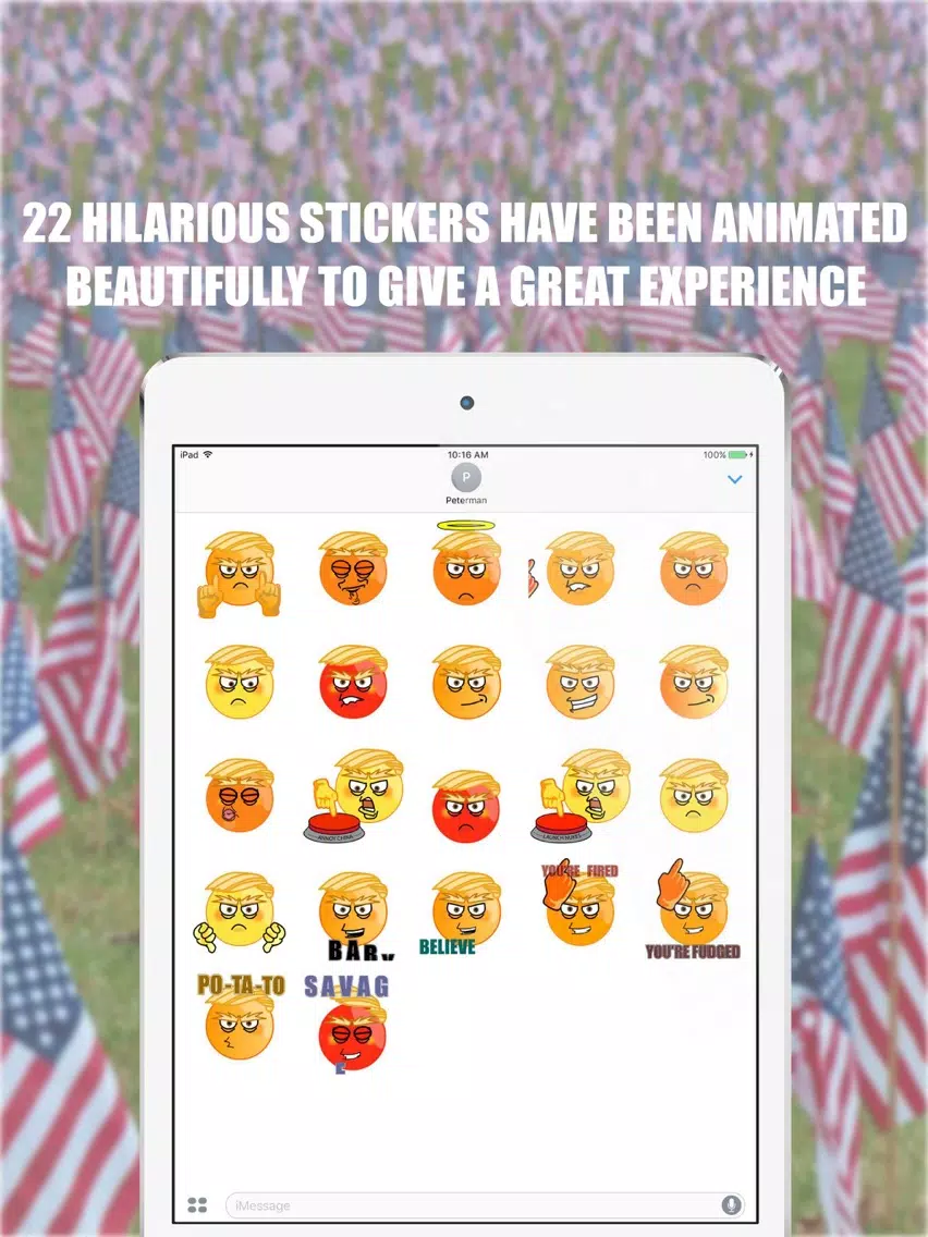 Ảnh chụp màn hình của Prez Emoji Stickers – Donald Trump Edition iPad 