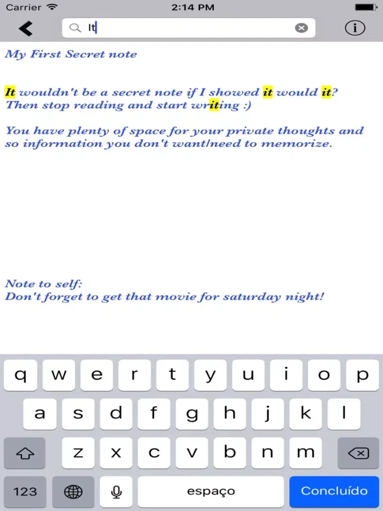 Secret Notes iPad  Screenshots