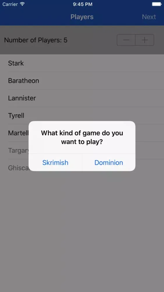 Ảnh chụp màn hình của Helper for Risk GameOfThrones