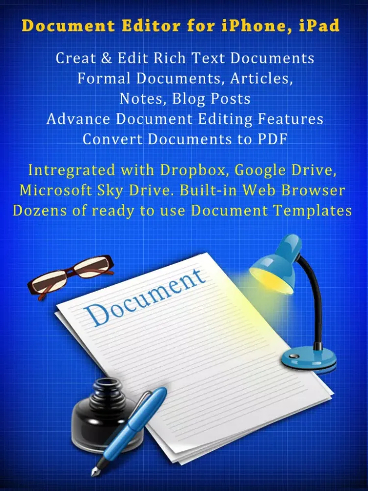 Tangkapan layar Document Pro- Create & Edit Rich Text Documents and Generate PDF. iPad 