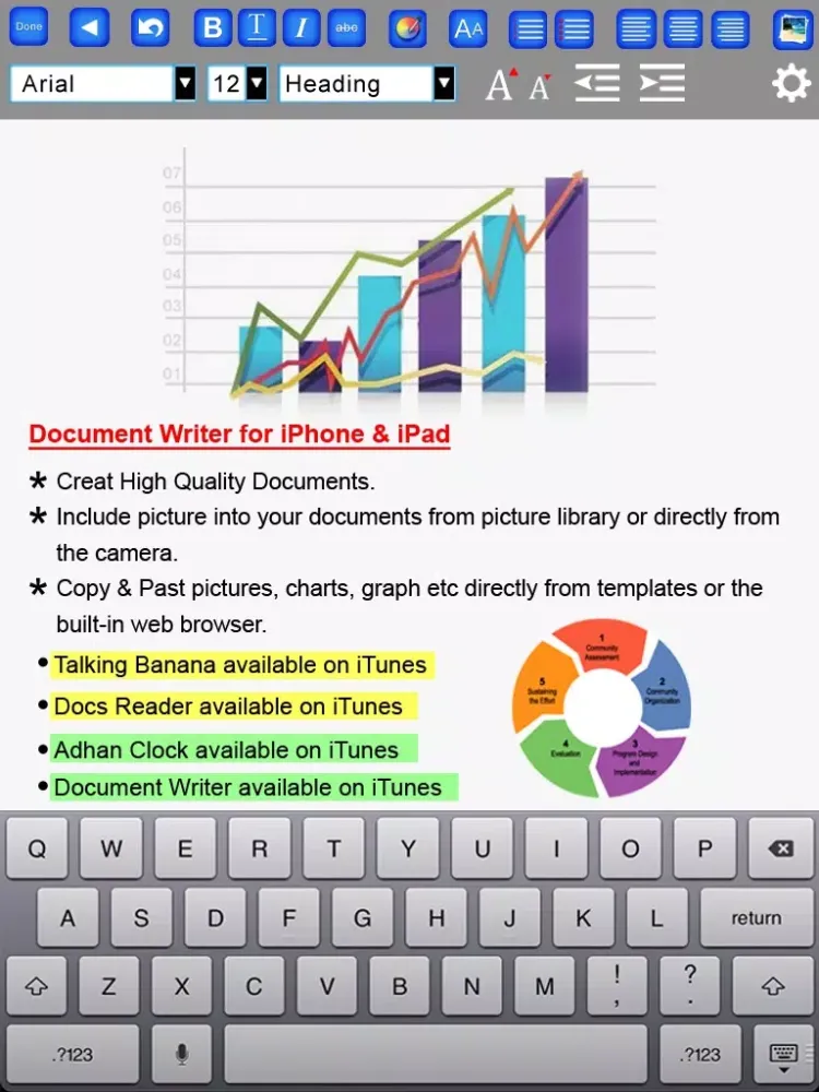 Tangkapan layar Document Pro- Create & Edit Rich Text Documents and Generate PDF. iPad 