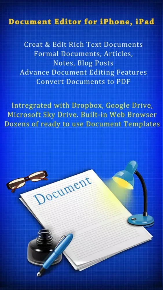 Tangkapan layar Document Pro- Create & Edit Rich Text Documents and Generate PDF.