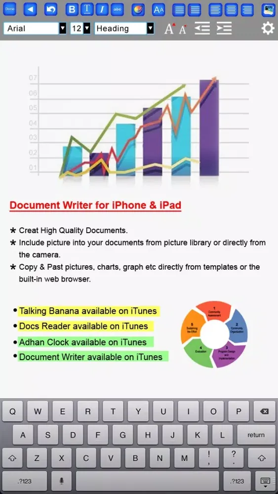 Tangkapan layar Document Pro- Create & Edit Rich Text Documents and Generate PDF.