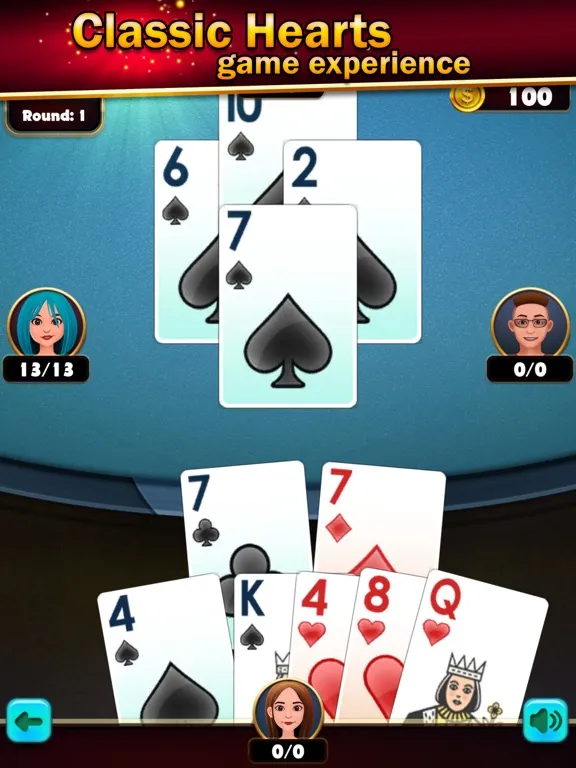 Tangkapan layar Hearts Classic Offline Card iPad 
