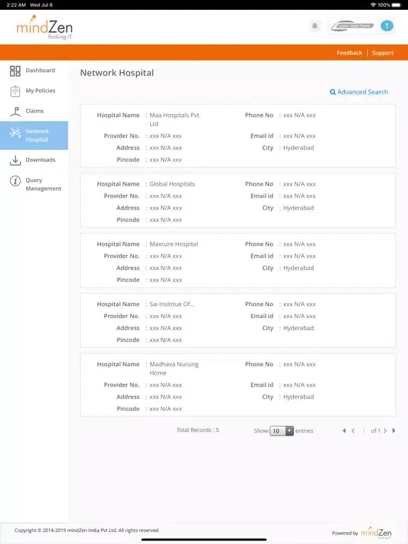 Capturas de tela do MZapp Employee Benefits iPad 