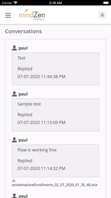 Capturas de tela do MZapp Employee Benefits