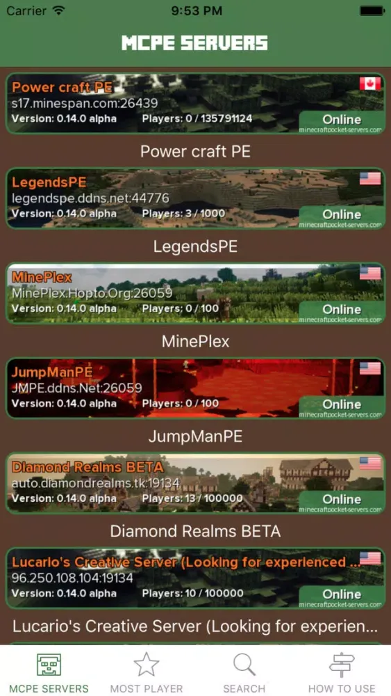 Best Servers for Minecraft PE (Multiplayer Servers for Pocket Edition)應用截圖