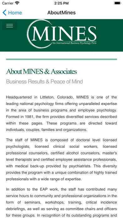Tangkapan layar Mines and Associates Mobile