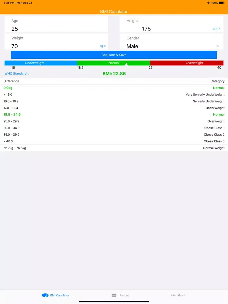 BMI Calculator, Weight Control iPad  Ekran Görüntüleri