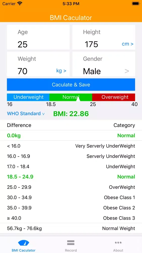 BMI Calculator, Weight Control Ekran Görüntüleri
