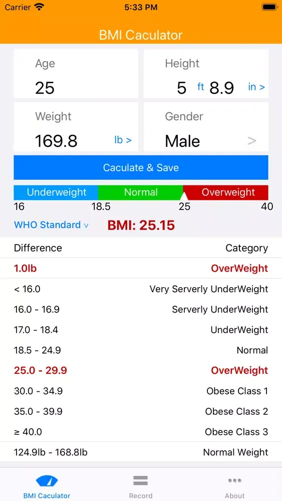 BMI Calculator, Weight Control Ekran Görüntüleri