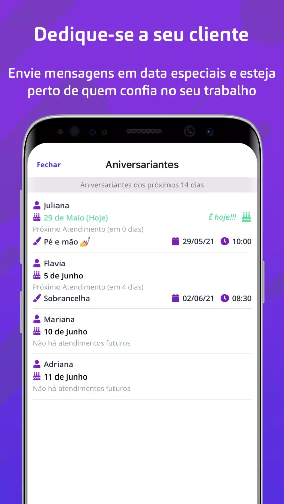 Tangkapan layar Minha Agenda pra profissionais