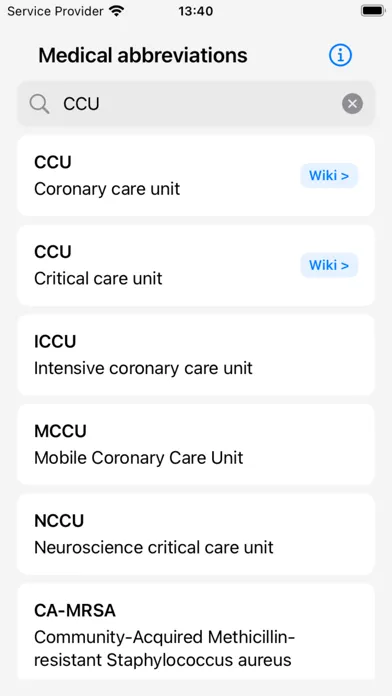 Screenshot di Medical Abbreviations