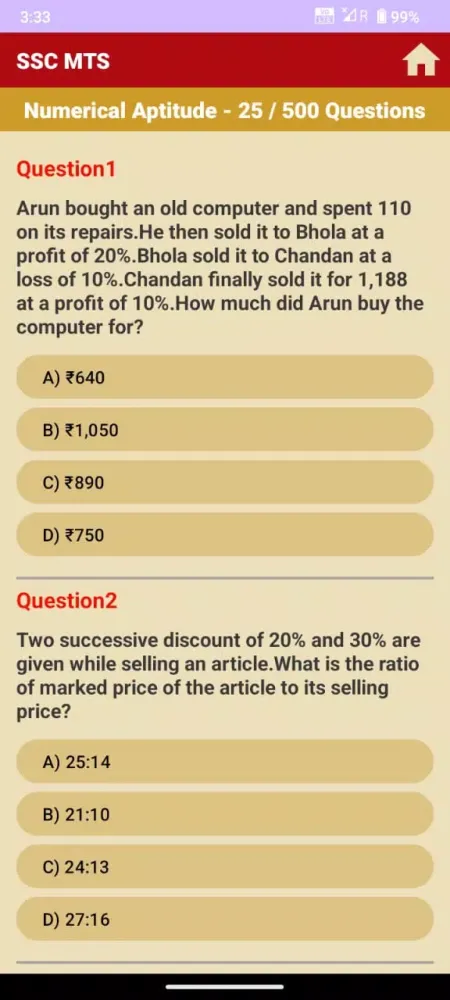 SSC MTS Question Answer Screenshots