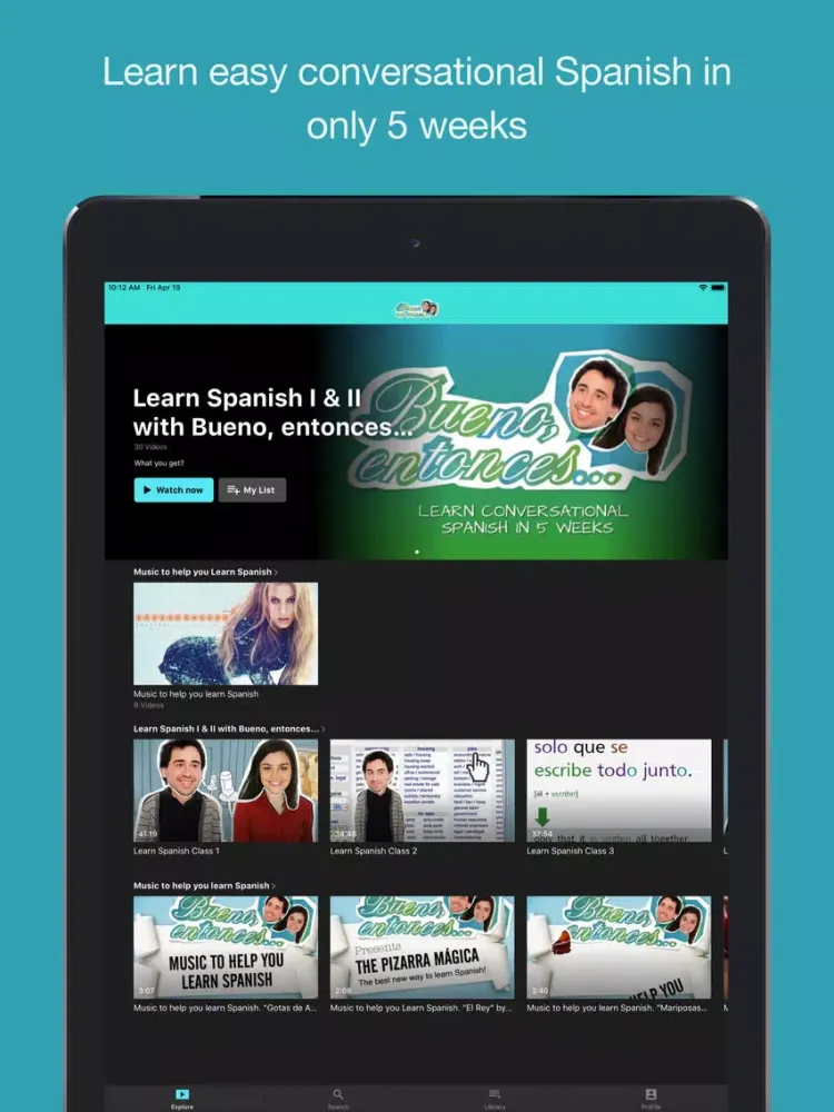 Learn Spanish with BE iPad  Screenshots