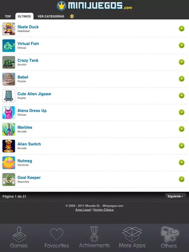 Ảnh chụp màn hình của Minijuegos iPad 