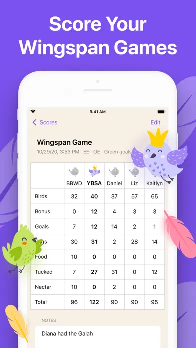 Capturas de tela do Wingscore: scoresheets scores
