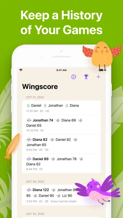 Capturas de tela do Wingscore: scoresheets scores