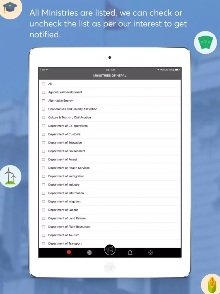 Ảnh chụp màn hình của Ministry of Nepal - Notice, Tenders and Website iPad 