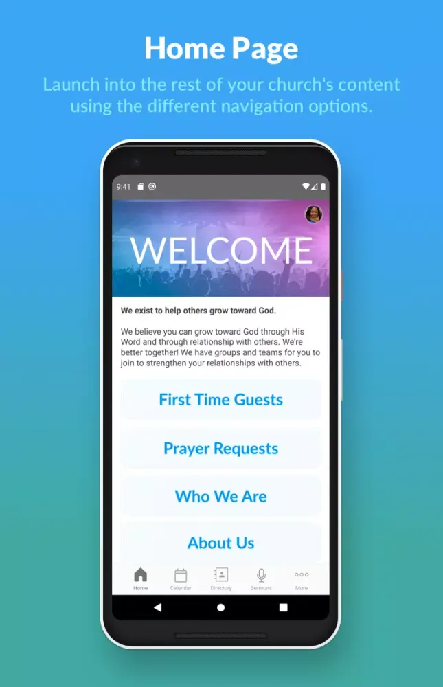Capturas de tela do Church Center App