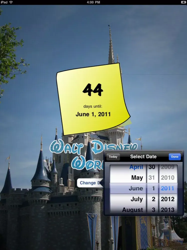 Capturas de tela do Disney World Countdown iPad 
