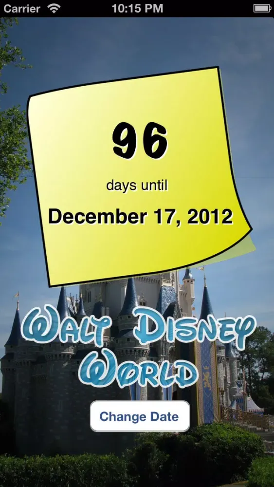 Capturas de tela do Disney World Countdown