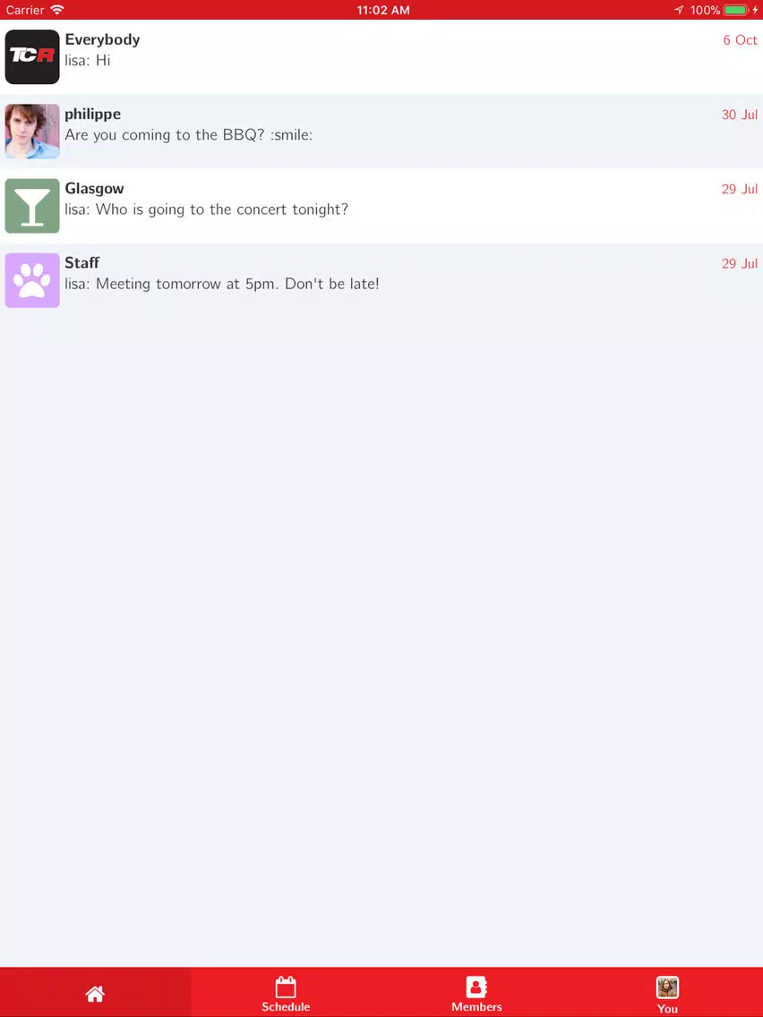 TCR Series Official Messaging iPad  স্ক্রিনশট