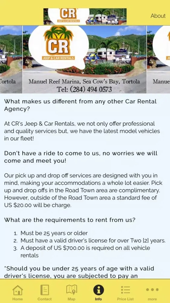 Capturas de tela do CR'S Jeep and Car Rentals