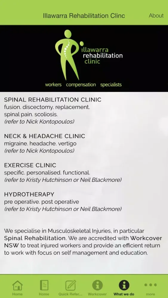 Illawarra Rehabilitation Clinc Screenshots