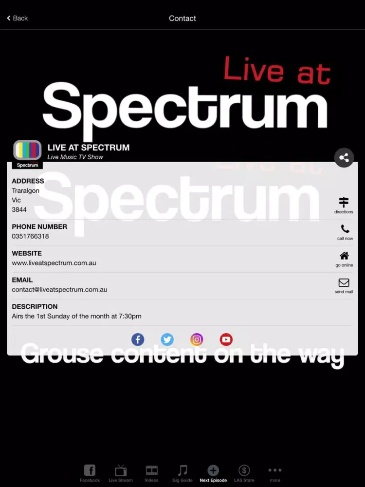 Live at Spectrum iPad  स्क्रीनशॉट